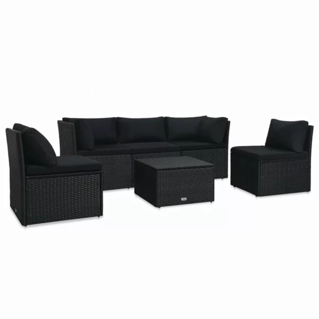 4-tlg. Garten-lounge-set Mit Auflagen Poly Rattan Schwarz günstig online kaufen