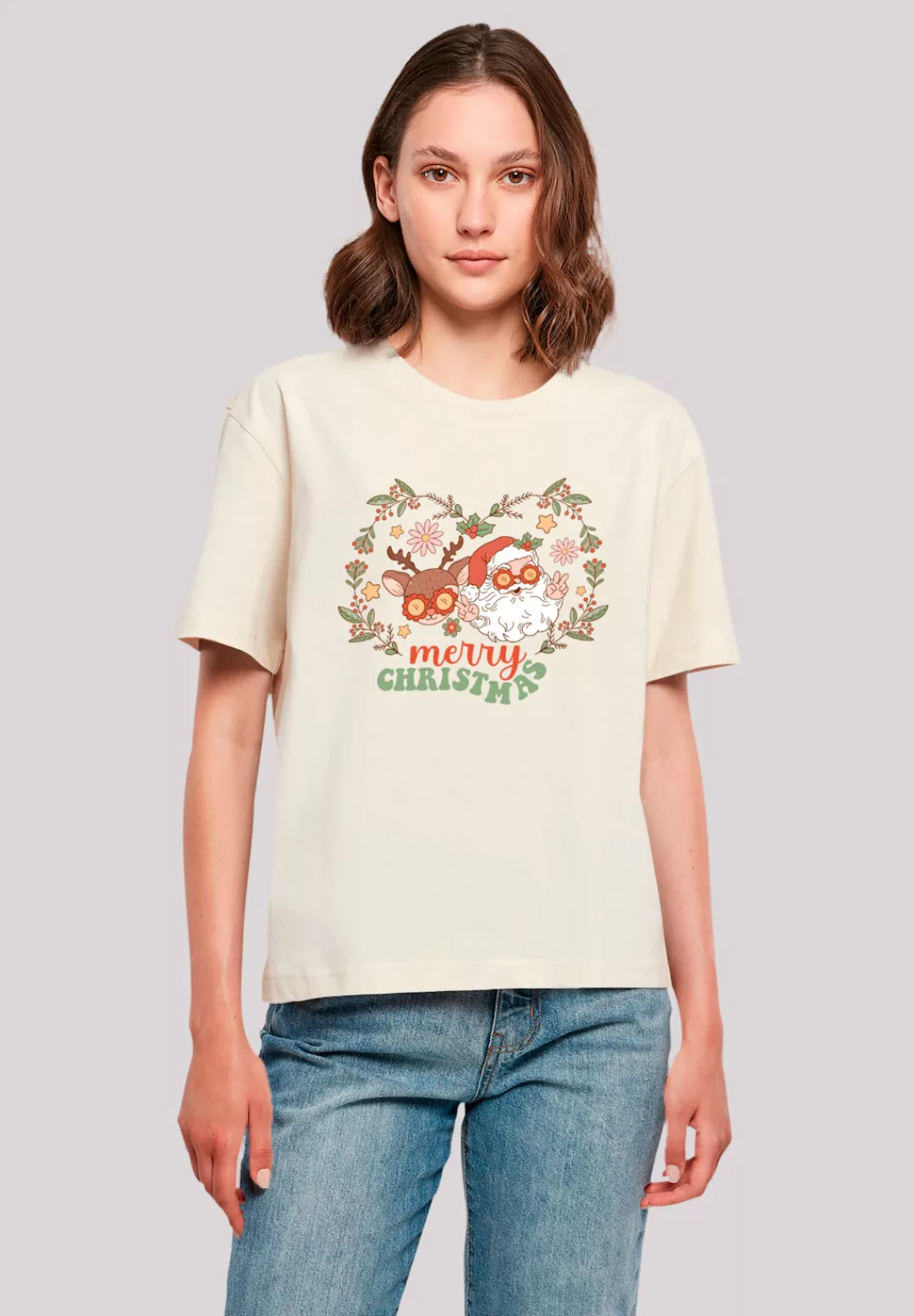 F4NT4STIC T-Shirt "Weihnachten Hippie Santa And Reindeer", Premium Qualität günstig online kaufen