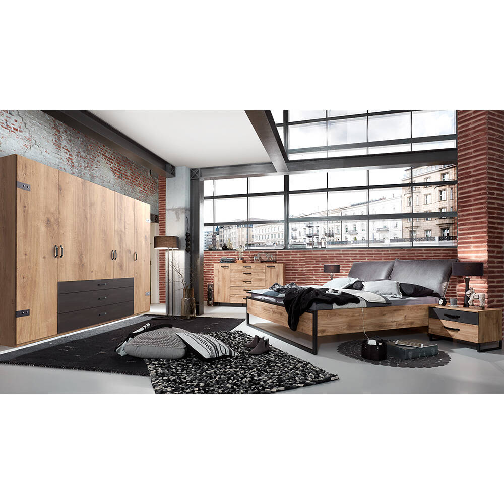 Schlafzimmer Set 5-tlg. DAVENPORT-43 mit Bett 160x200 in Eiche günstig online kaufen