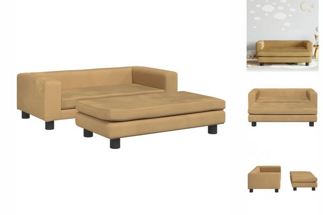 vidaXL Kindersofa Kindersofa mit Hocker Creme 100x50x30 cm Samt Kindercouch günstig online kaufen