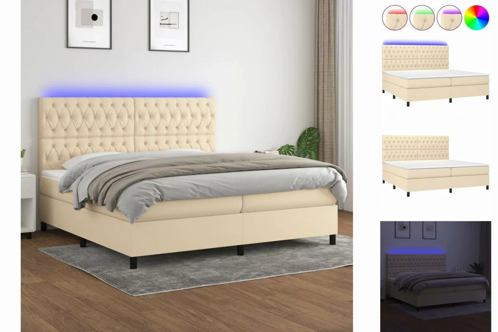 vidaXL Boxspringbett Bett Boxspringbett mit Matratze & LED Stoff (200 x 200 günstig online kaufen