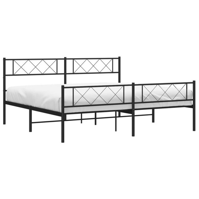 vidaXL Bett Metallbett ohne Matratze mit Fußteil Schwarz 180x200 cm günstig online kaufen