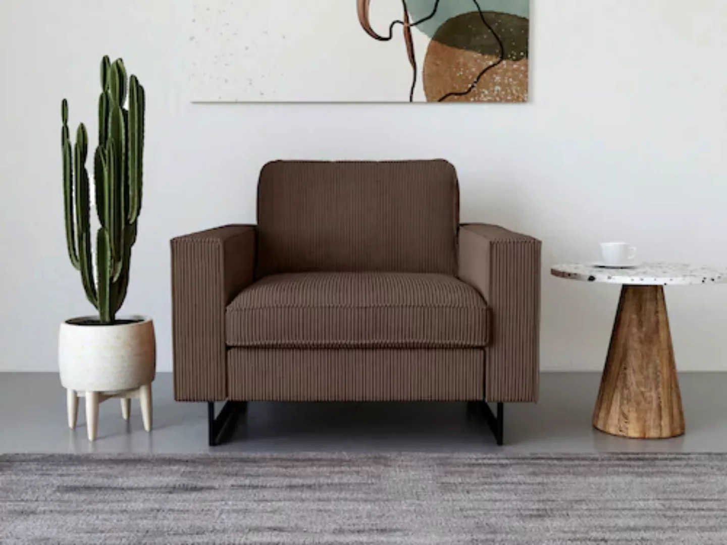 Places of Style Loveseat »Pinto«, mit Keder, Metallfüßen und auch in Cord B günstig online kaufen