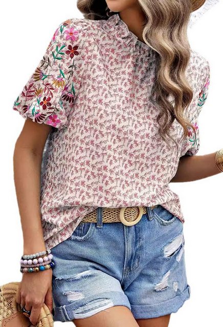 CHENIN T-Shirt Damen Summer Boho Top Folk Stickerei Hippie Top Bestickte ku günstig online kaufen