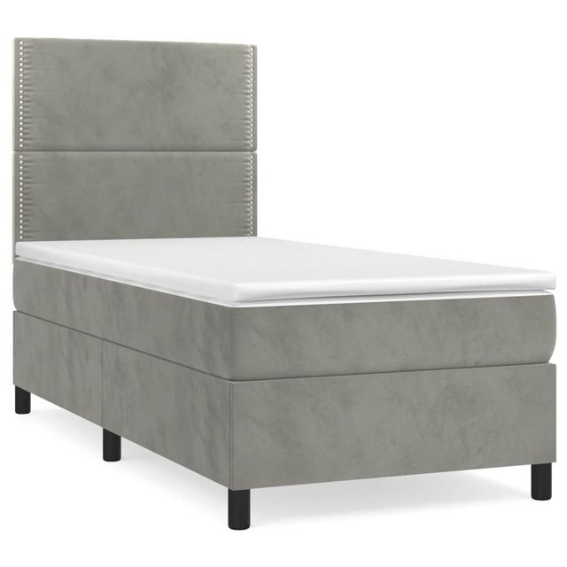 furnicato Bett Boxspringbett mit Matratze Hellgrau 90x190 cm Samt günstig online kaufen