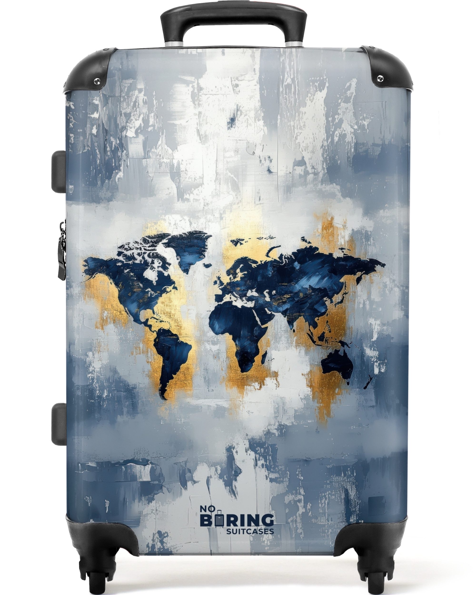 NoBoringSuitcases.com© Hartschalen-Trolley Weltkarte - Blau - günstig online kaufen