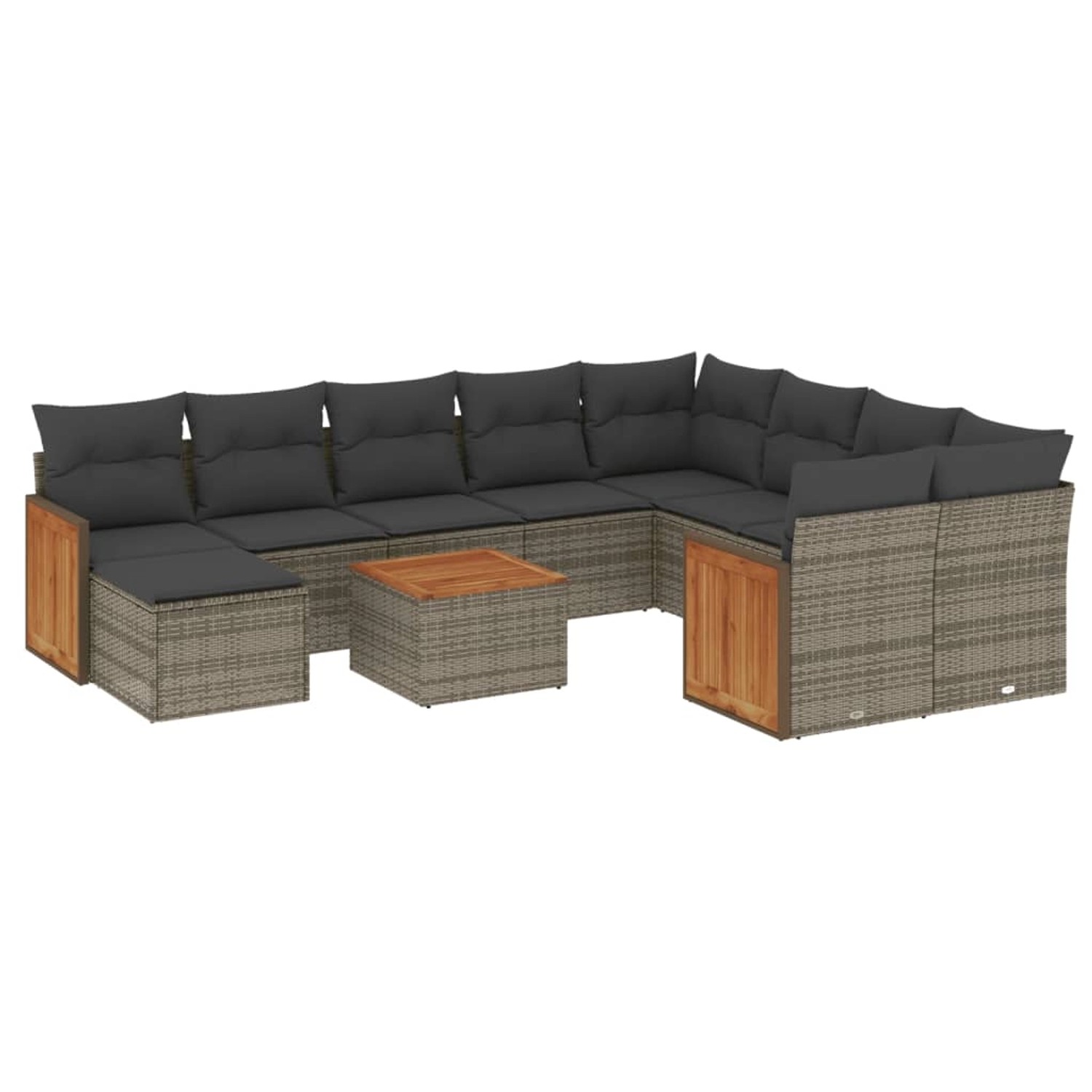 vidaXL 11-Tlg Garten-Sofagarnitur mit Kissen Grau Poly Rattan 3228244 günstig online kaufen