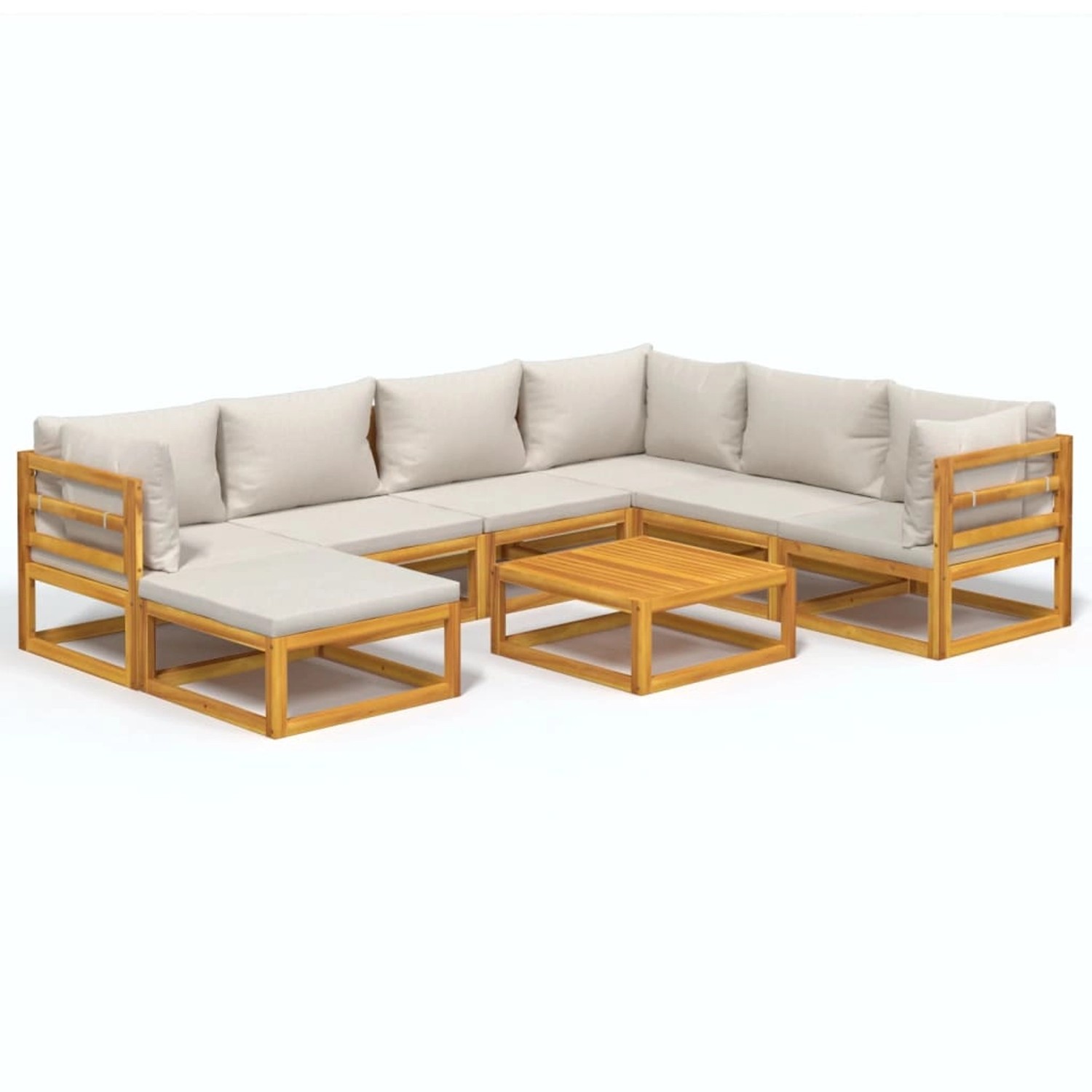 Vidaxl 8-tlg. Garten-lounge-set Mit Hellgrauen Kissen Massivholz günstig online kaufen