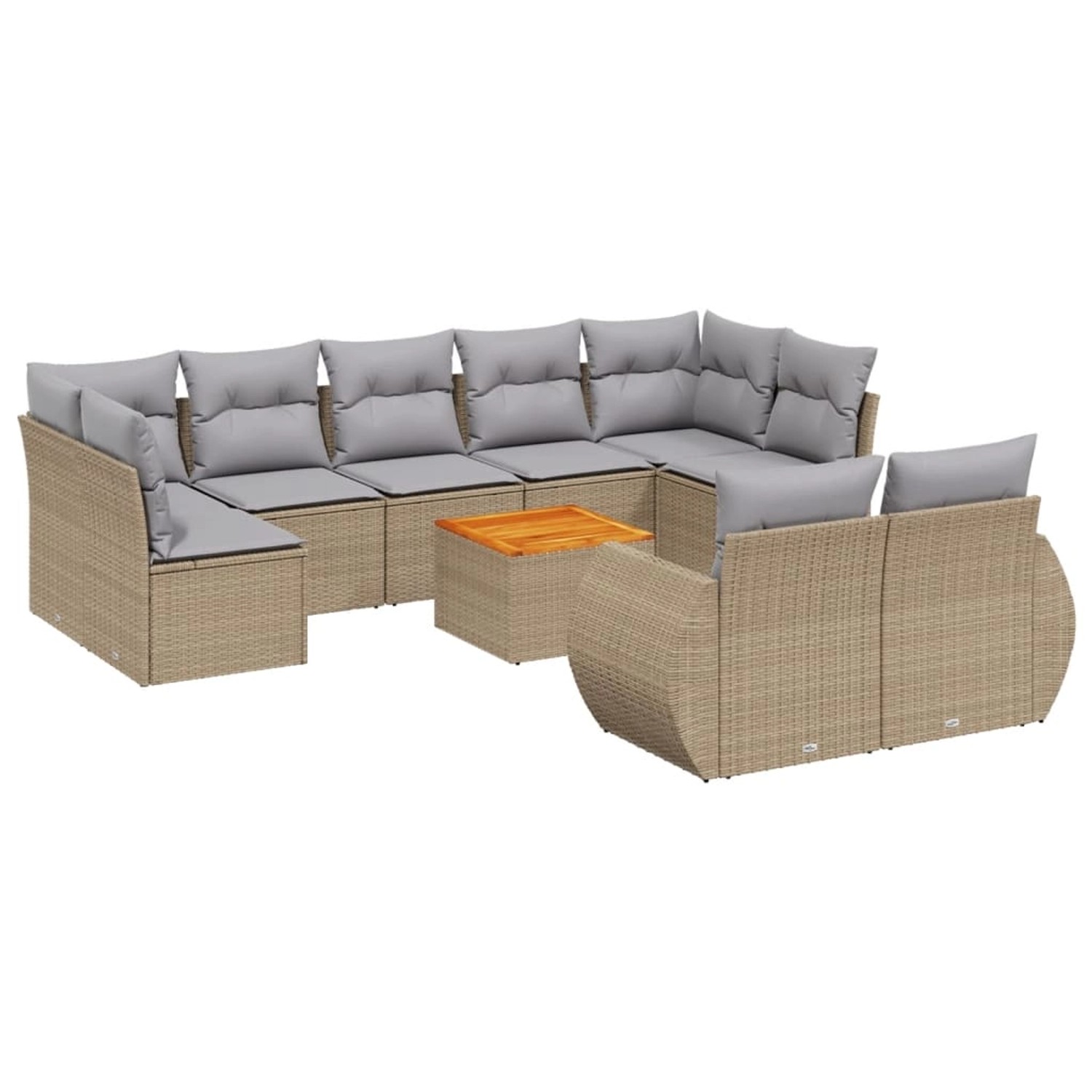vidaXL 10-Tlg Garten-Sofagarnitur mit Kissen Beige Poly Rattan 3257487 günstig online kaufen