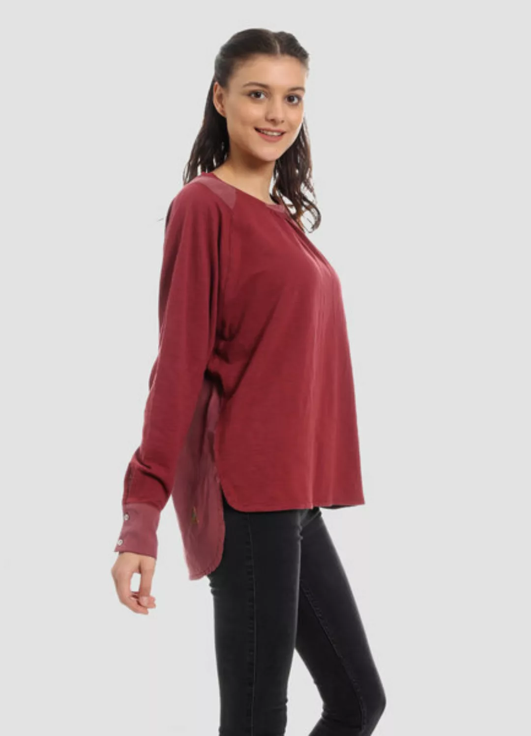 Wor-4043 Damen Garment Dyed Langarm T-shirt günstig online kaufen