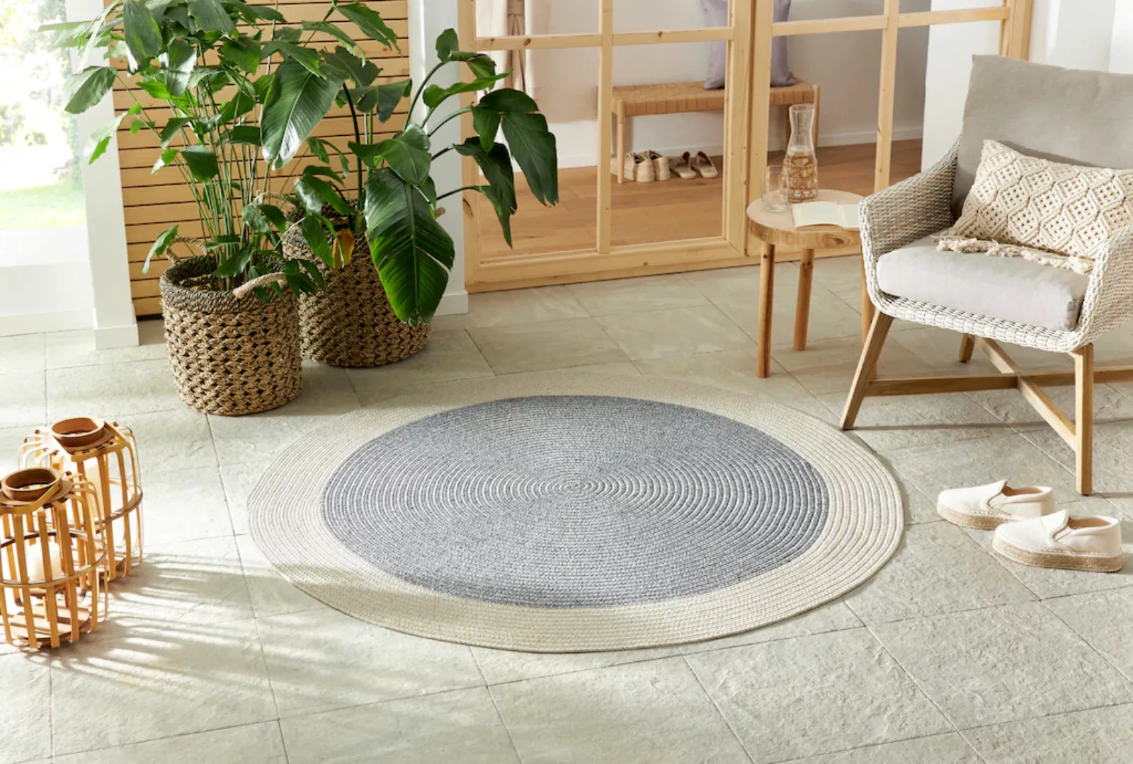 NORTHRUGS Teppich »Trenzado«, rund, In- & Outdoor, Handmade-Look, Gewebt, W günstig online kaufen