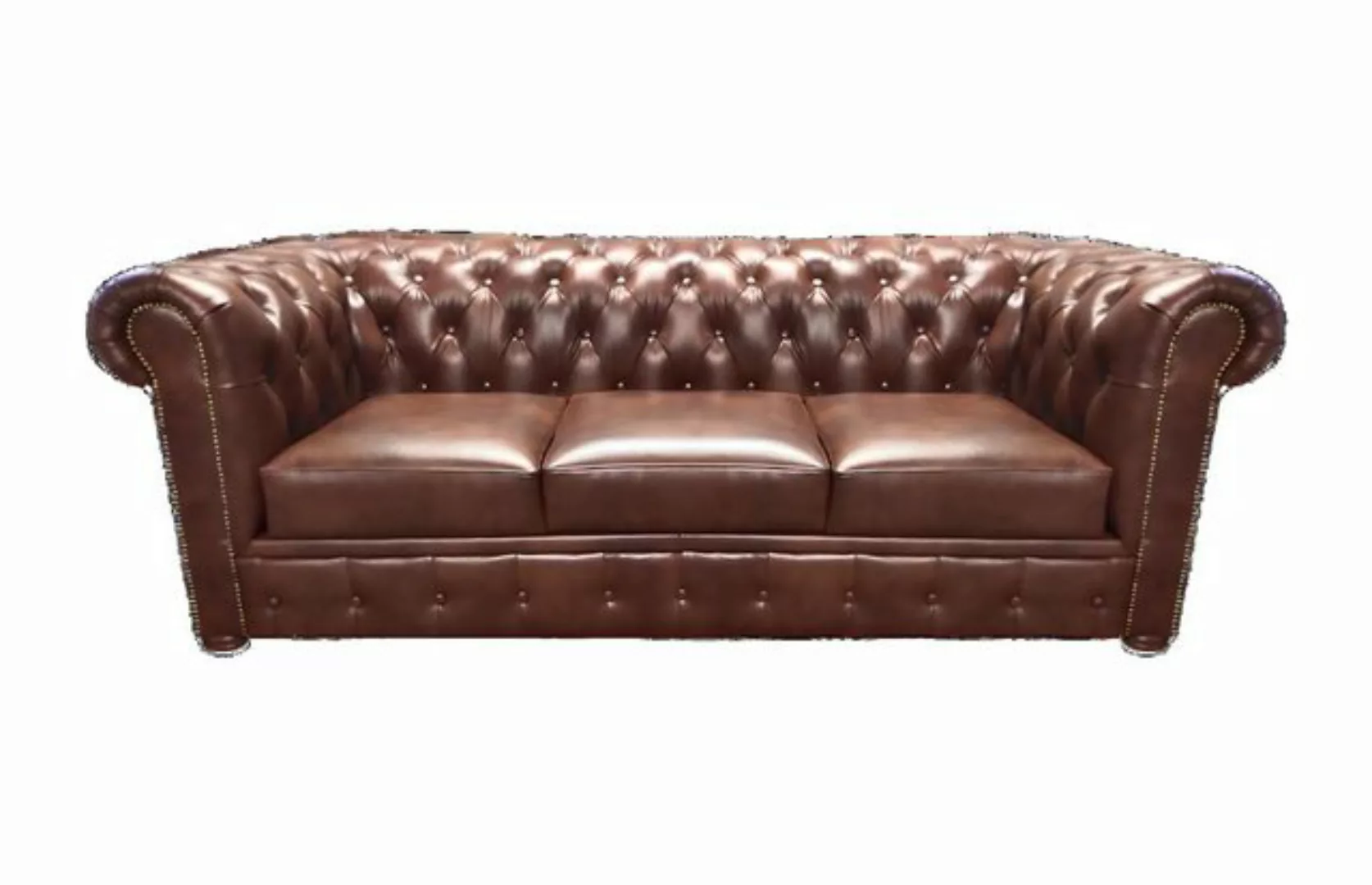 Xlmoebel Sofa Braunes Drei-Sitzer Ledersofa Chesterfield für die Einrichtun günstig online kaufen