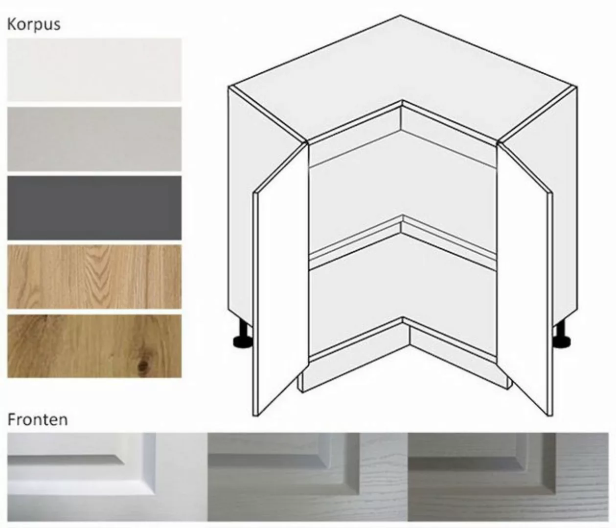 Feldmann-Wohnen Eckschrank Elbing (Elbing, 1-St) 84cm Front-, Korpusfarbe u günstig online kaufen