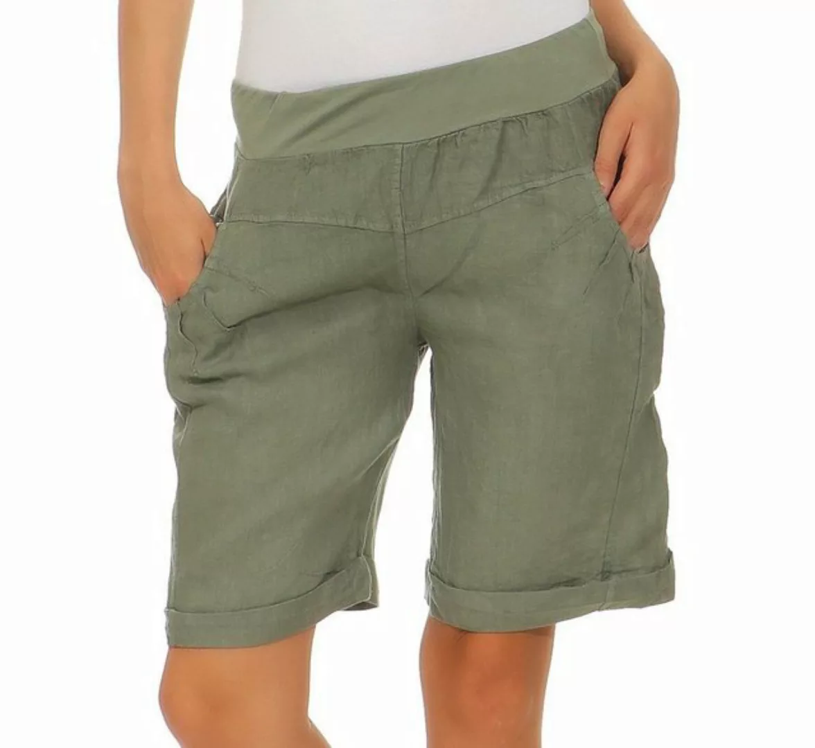 Mississhop Leinenhose 100 % Leinen Leinenshorts Bermuda kurze Hose 276 günstig online kaufen