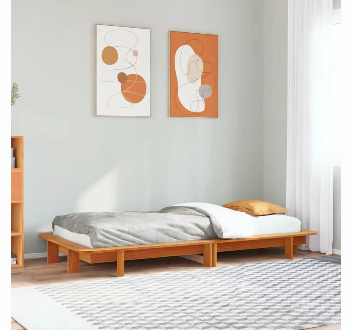 vidaXL Bett, Massivholzbett ohne Matratze Wachsbraun 75x190 cm Kiefernholz günstig online kaufen