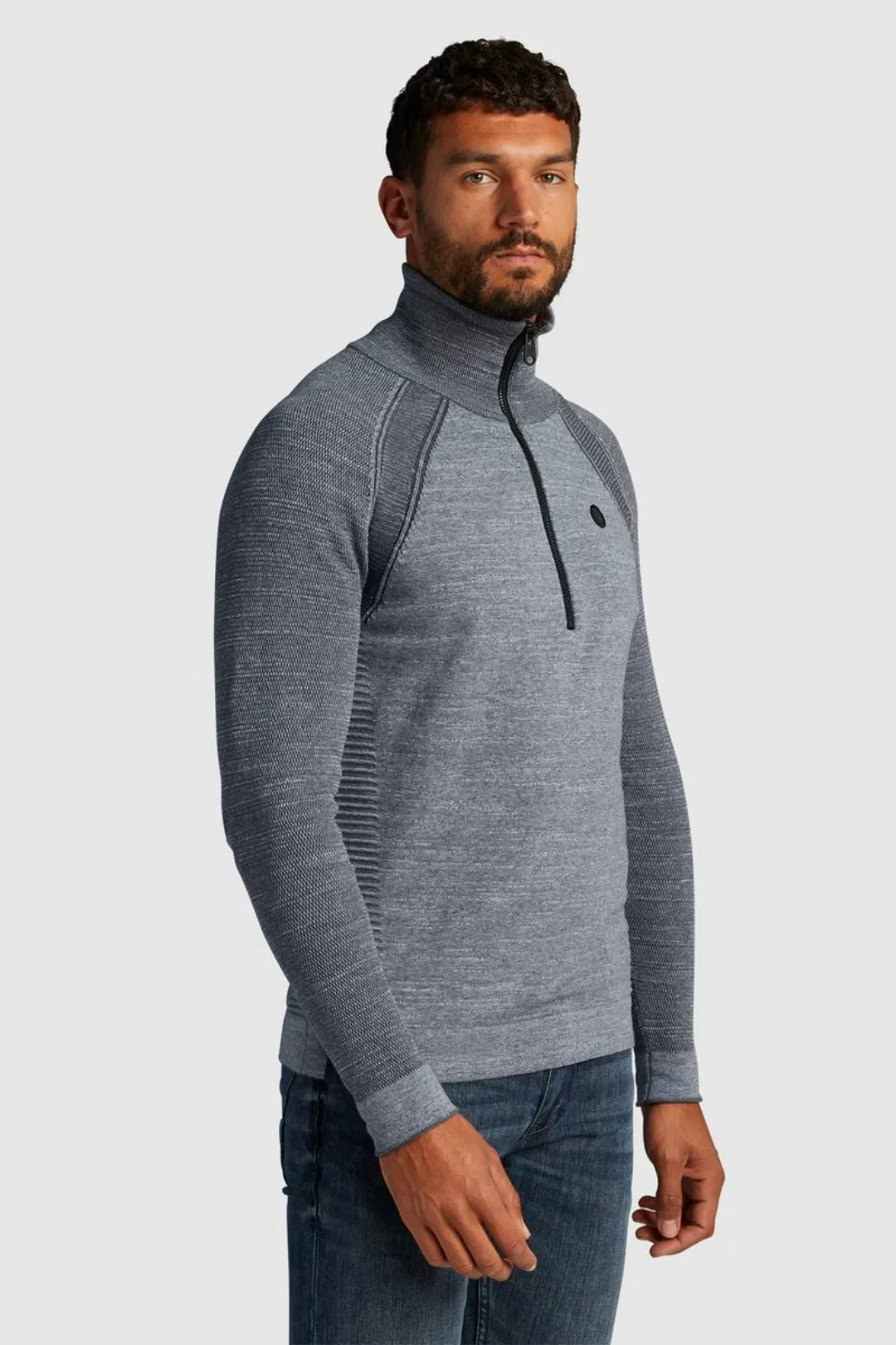 Cast Iron Half Zip Pullover Blau - Größe XL günstig online kaufen