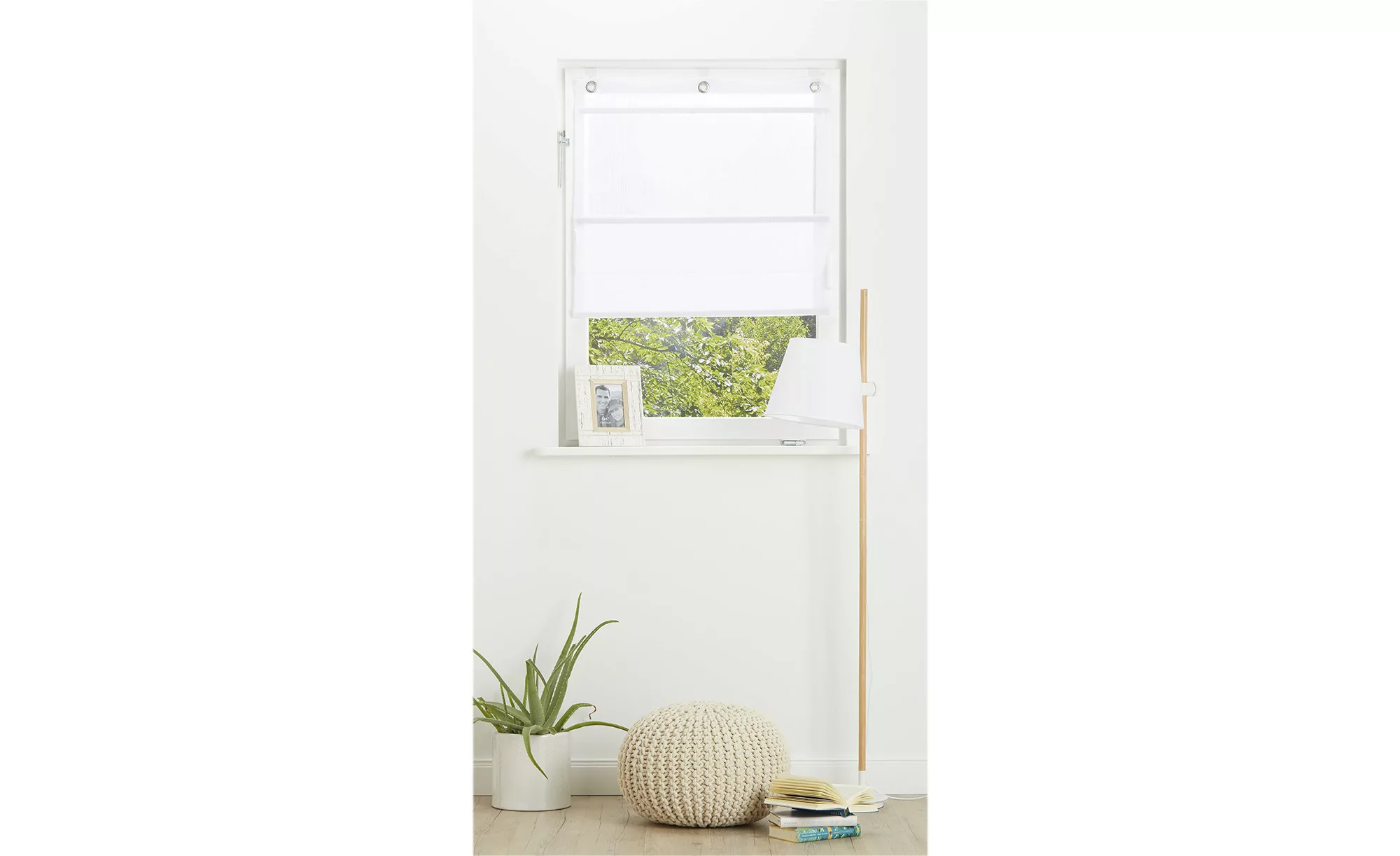 Magnetrollo  mit Ösen - weiß - 100% Polyester - 100 cm - Gardinen & Vorhäng günstig online kaufen
