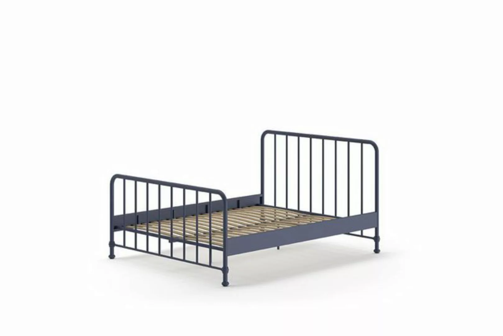 Natur24 Kinderbett Blaues Jugendbett mit Metall matt 167 x 110 x 207 cm günstig online kaufen