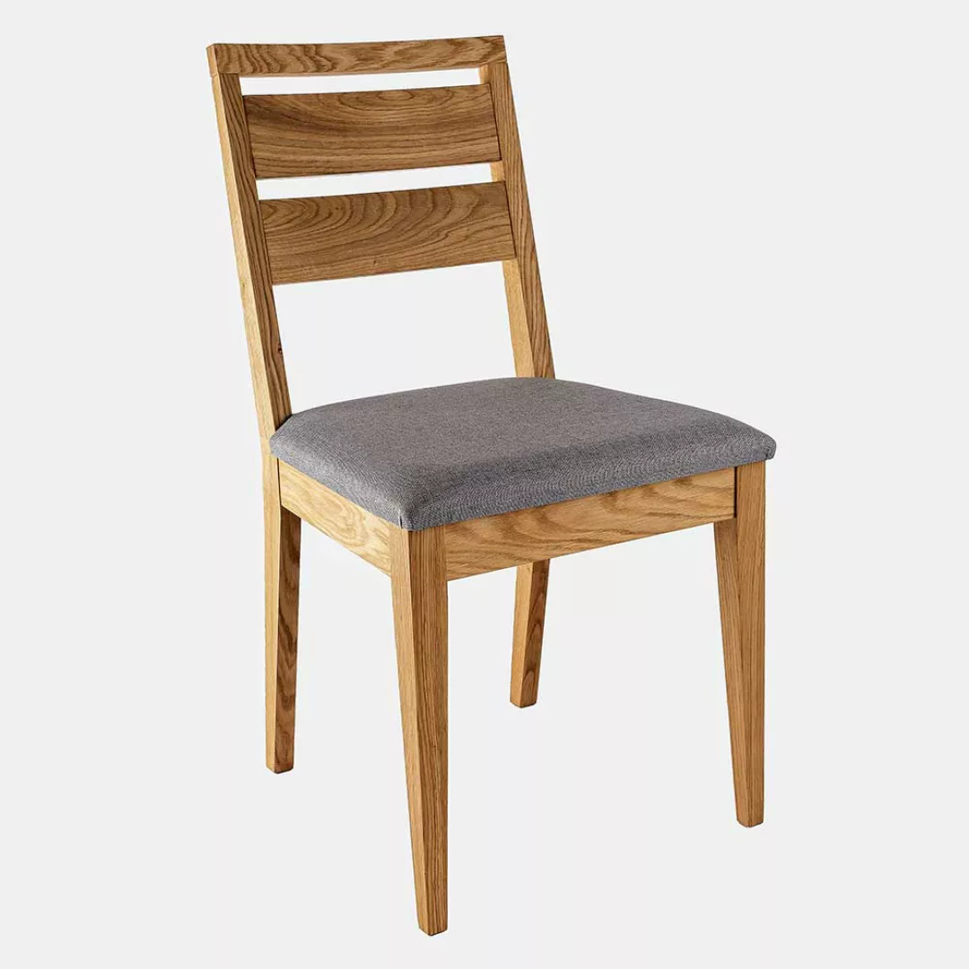 Stuhl Massiv aus Wildeiche Massivholz Bezug aus Flachgewebe (2er Set) günstig online kaufen