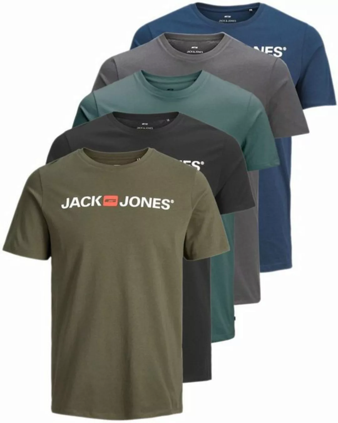 Jack & Jones Print-Shirt Bedrucktes T-Shirt aus Baumwolle (5er-Pack) bequem günstig online kaufen