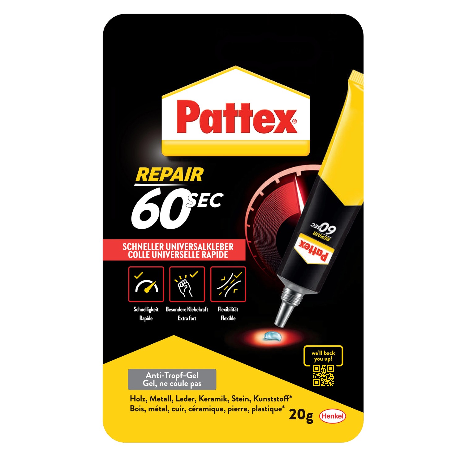 Pattex Universalkleber 60sec. 20 g Tube klar & farblos günstig online kaufen