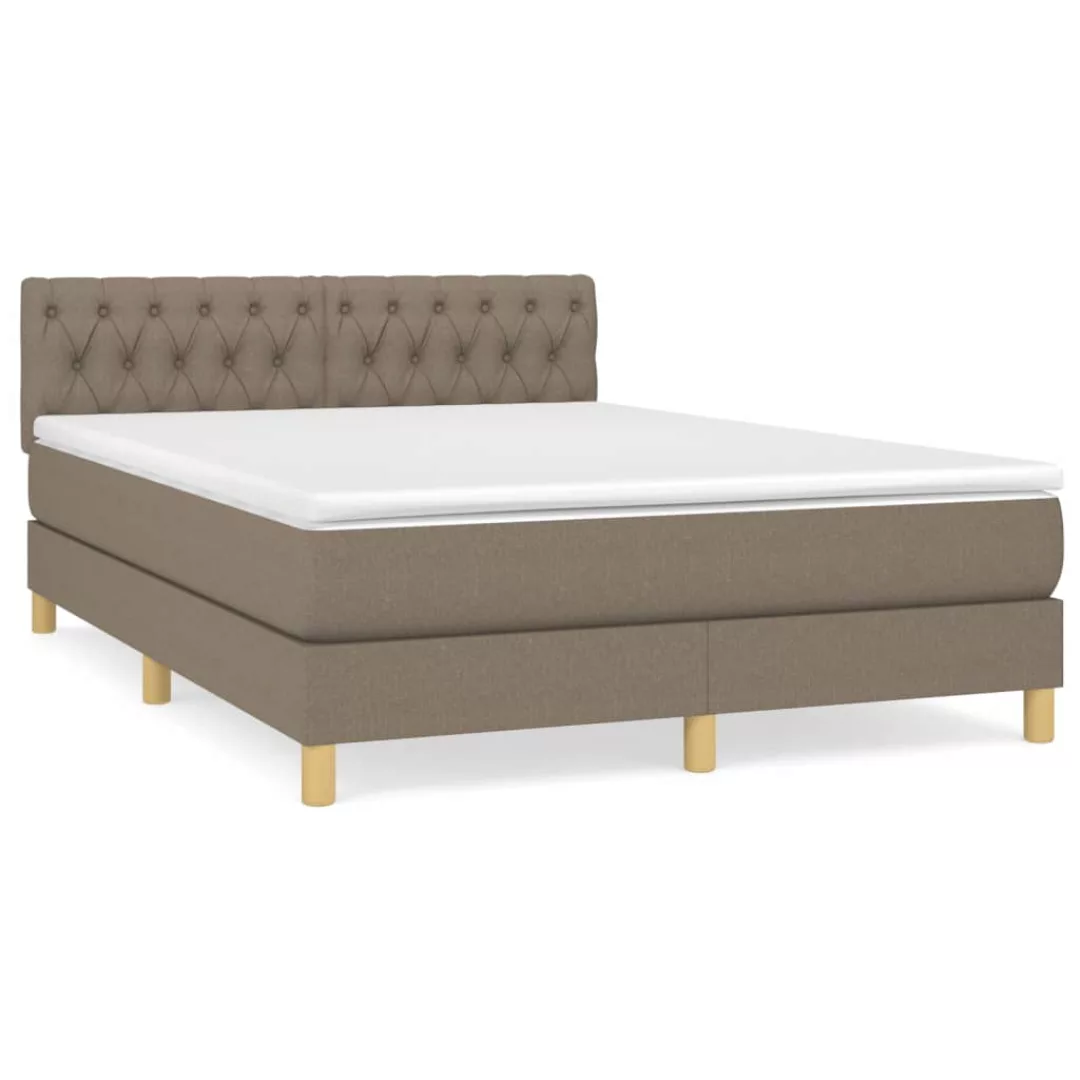 Vidaxl Boxspringbett Mit Matratze Taupe 140x200 Cm Stoff günstig online kaufen