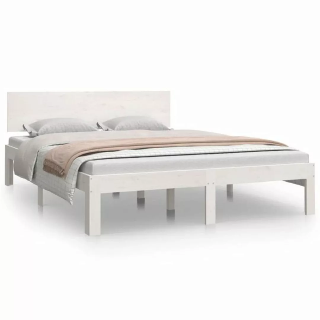 furnicato Bett Massivholzbett Weiß 135x190 cm günstig online kaufen