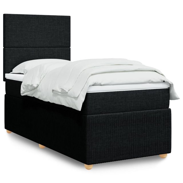 vidaXL Bettgestell Boxspringbett mit Matratze Schwarz 80x200 cm Stoff Bett günstig online kaufen