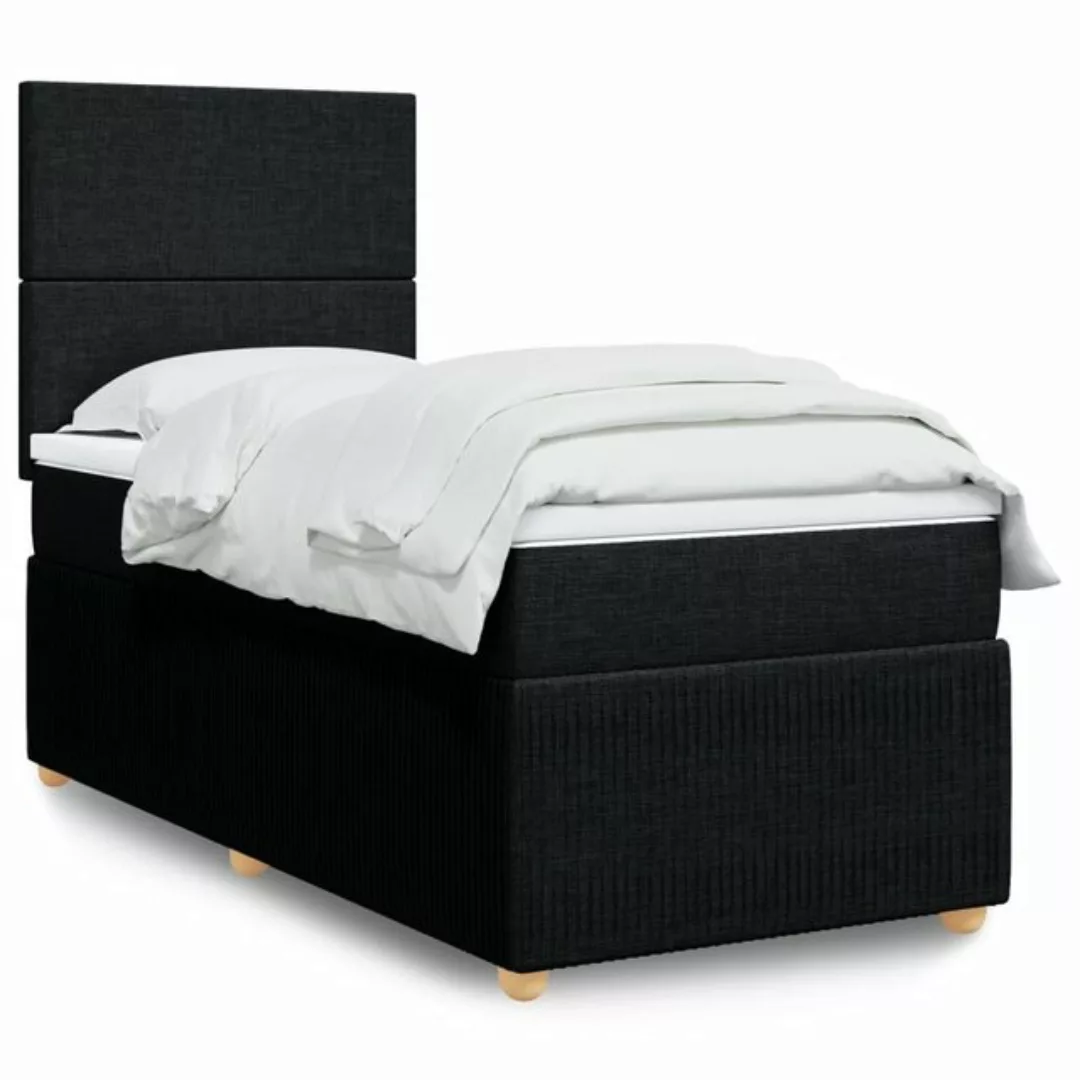 vidaXL Boxspringbett, Boxspringbett mit Matratze Dunkelgrau 80x200 cm Stoff günstig online kaufen