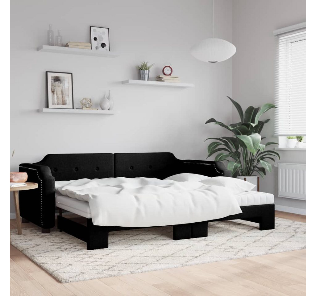 vidaXL Gästebett Gästebett Tagesbett Ausziehbar mit Matratzen Schwarz 100x2 günstig online kaufen