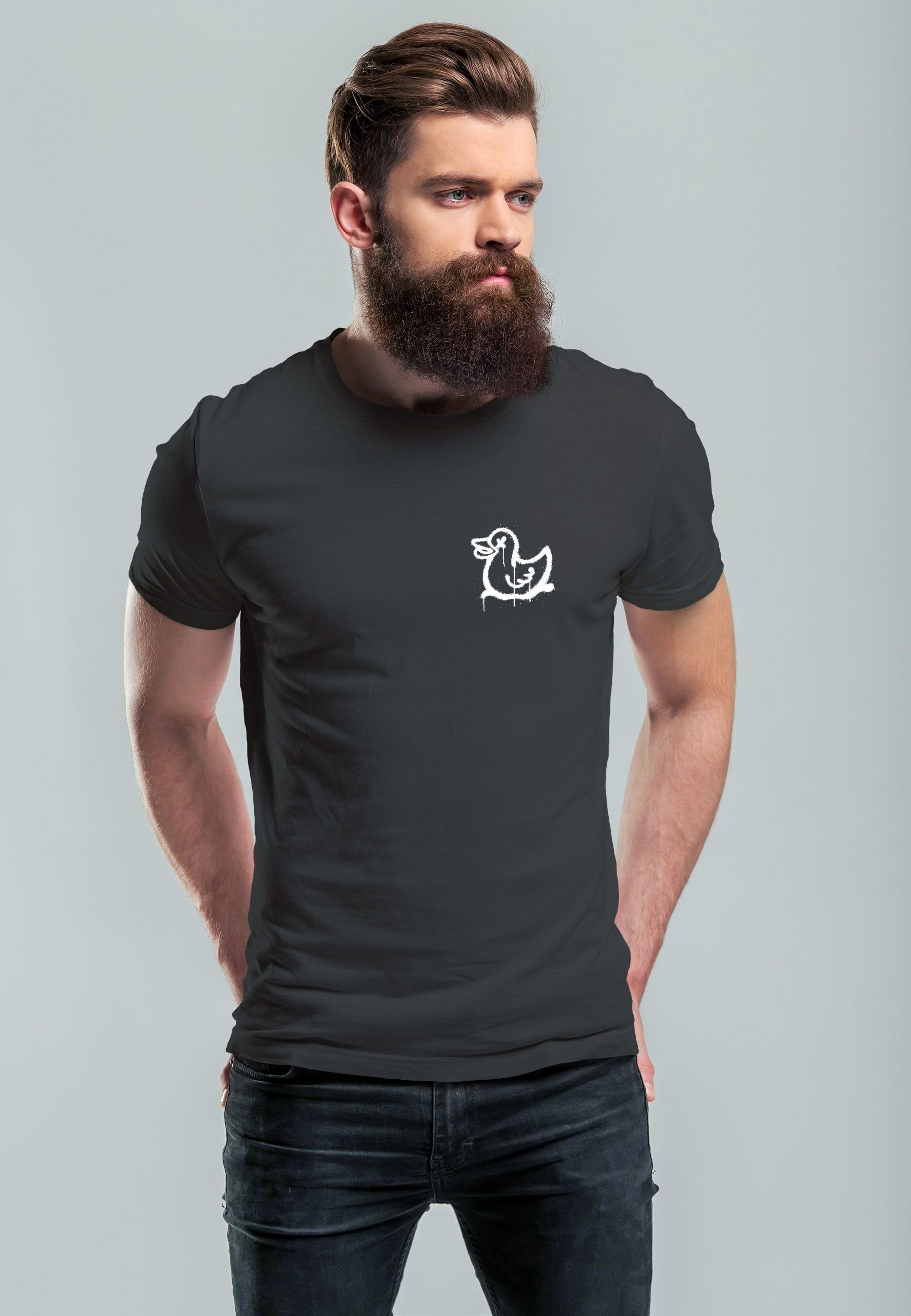 Neverless Print-Shirt Herren T-Shirt Drippy Duck günstig online kaufen