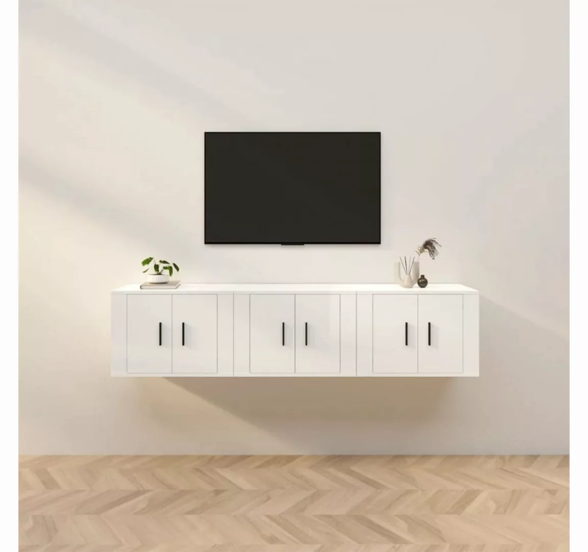 furnicato TV-Schrank TV-Wandschränke 3 Stk. Hochglanz-Weiß 57x34,5x40 cm günstig online kaufen