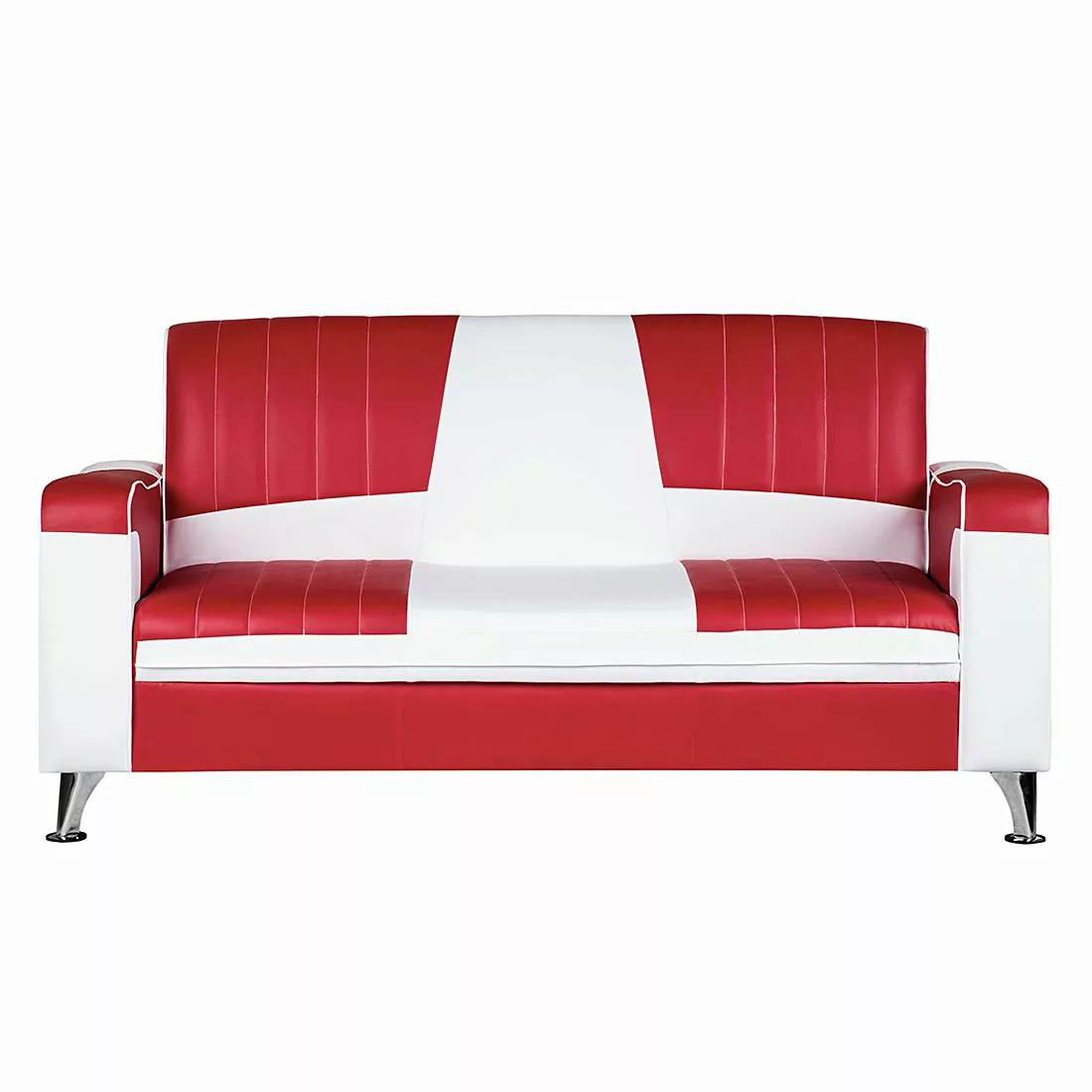 home24 Studio Monroe Sofa Nixa 3-Sitzer Rot/Weiß Kunstleder 186x93x76 cm (B günstig online kaufen