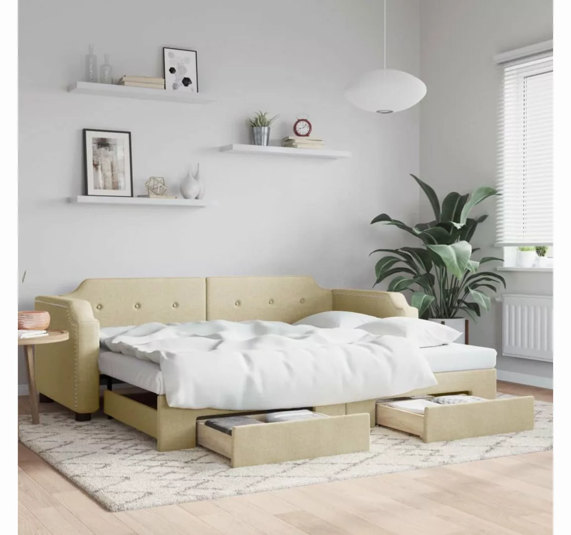 vidaXL Gästebett Gästebett Tagesbett Ausziehbar mit Schubladen Creme 90x200 günstig online kaufen