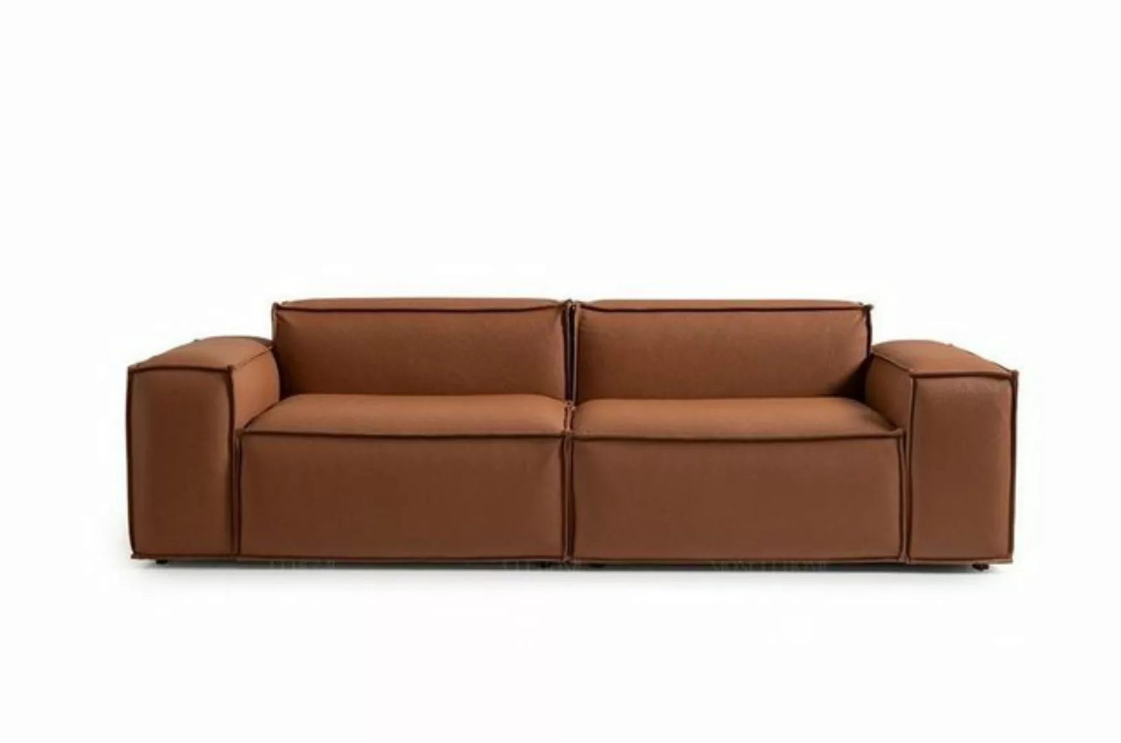 Xlmoebel 3-Sitzer Neues braunes Luxus-Dreisitzer-Sofa aus Kunstleder, Herge günstig online kaufen