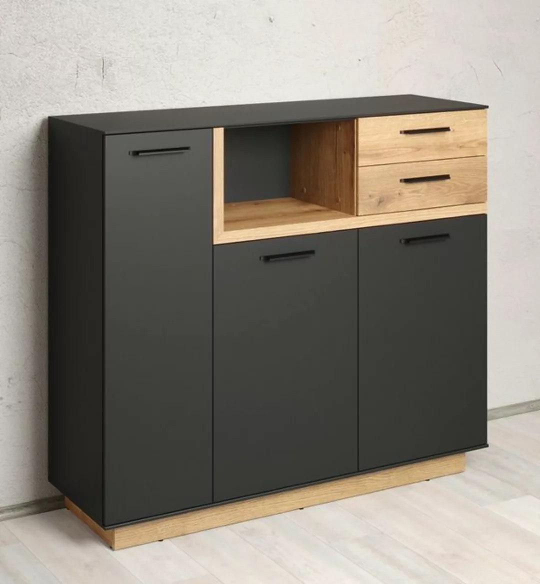 trendteam Vitrine Highboard Synnax, anthrazit grau / Coast Evoke Eiche (no- günstig online kaufen