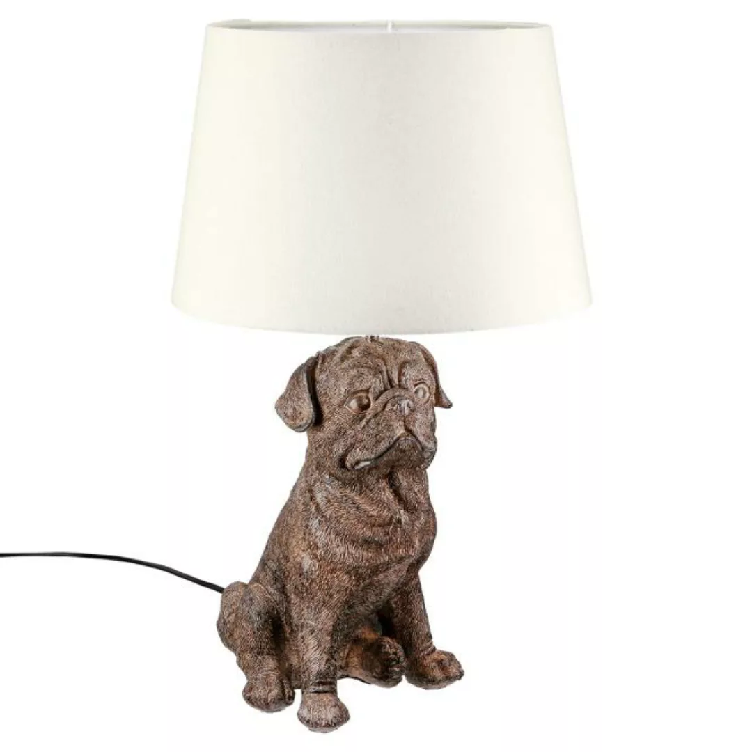 Tischleuchte Design Figur Hund Mops 52 cm hoch Braun günstig online kaufen