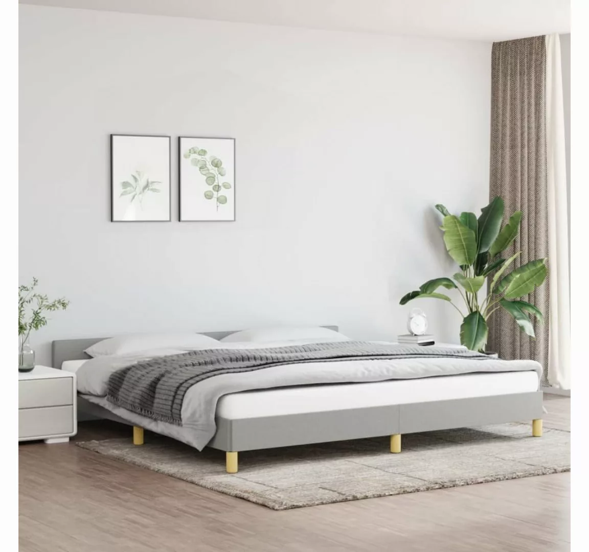 furnicato Bett Bettgestell mit Kopfteil Hellgrau 200x200 cm Stoff günstig online kaufen