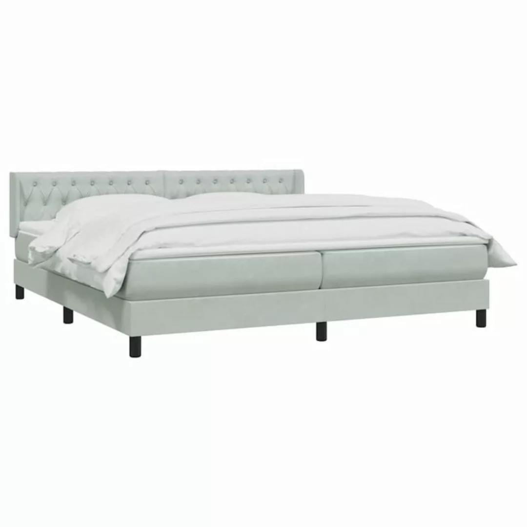 vidaXL Bett Boxspringbett mit Matratze Hellgrau 180x210 cm Samt günstig online kaufen