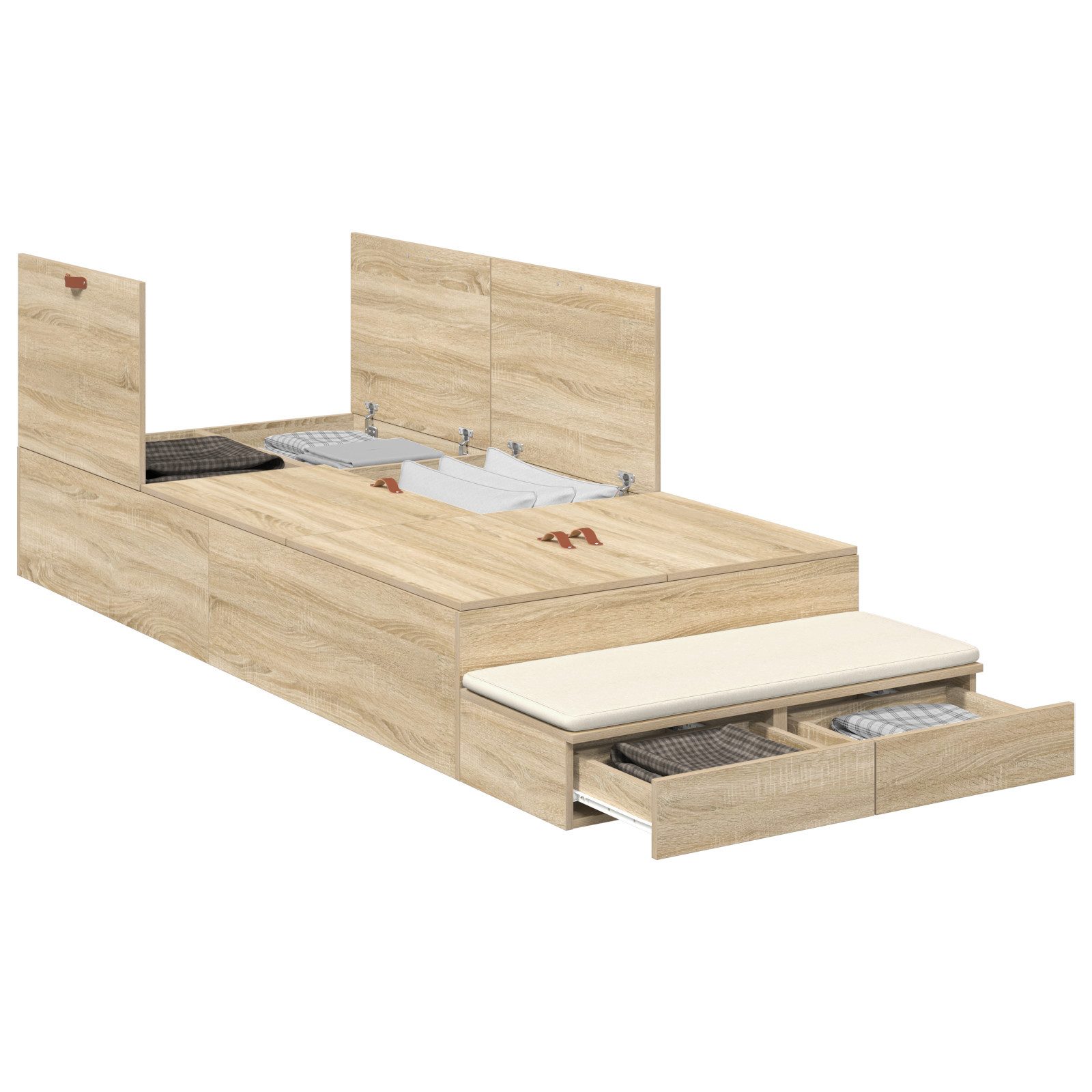 vidaXL Bett Stauraum Bettgestell Sonoma Eiche günstig online kaufen