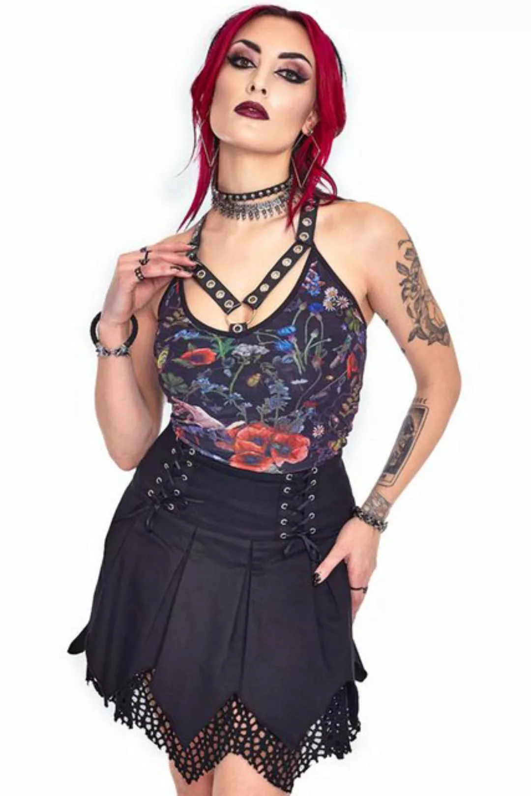 Jawbreaker A-Linien-Rock Lace Up Pleated Skirt Gothic Faltenrock mit Schnür günstig online kaufen