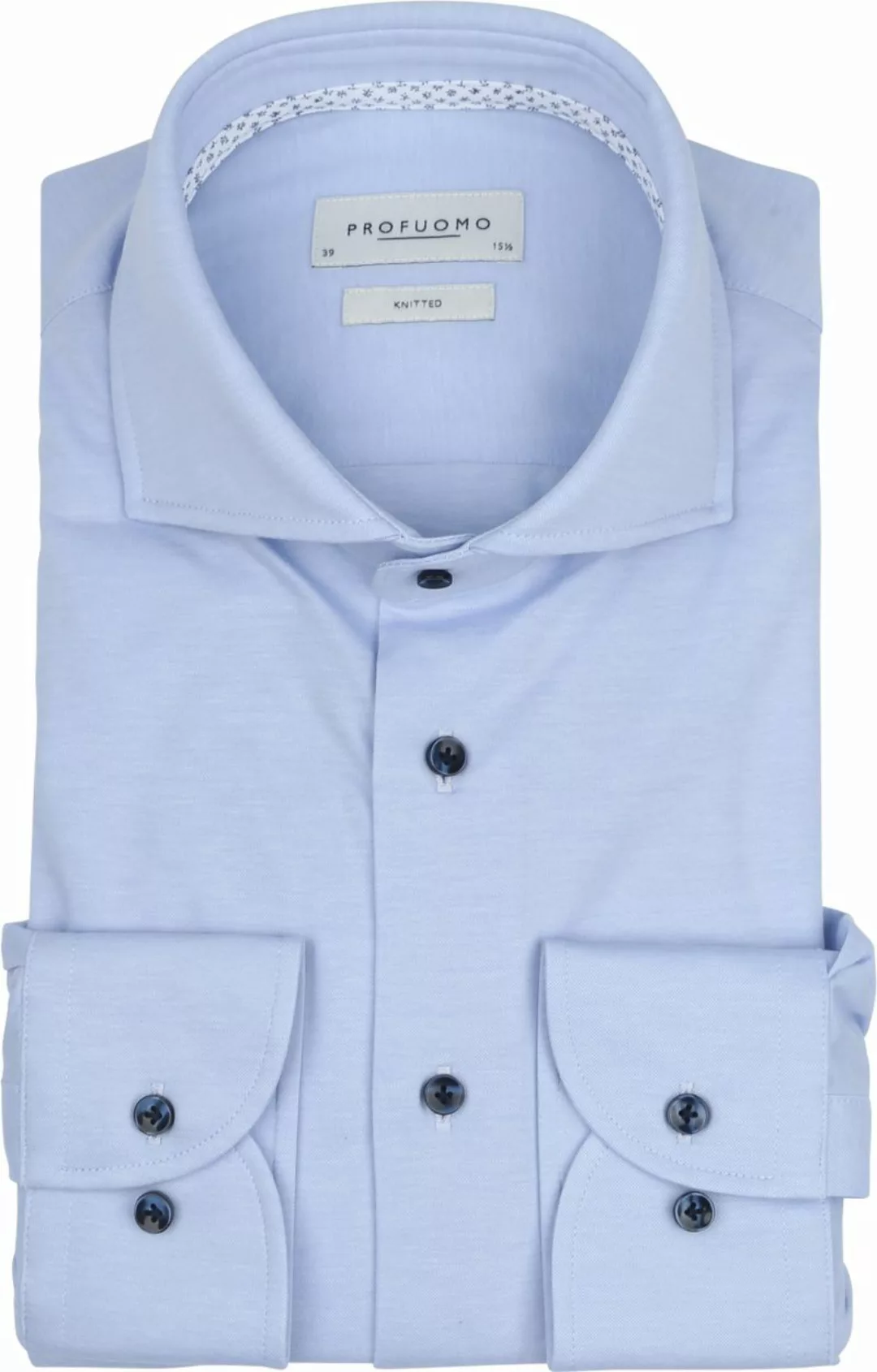 Profuomo Hemd Single Jersey Slim Fit Hellblau Melange - Größe 43 günstig online kaufen