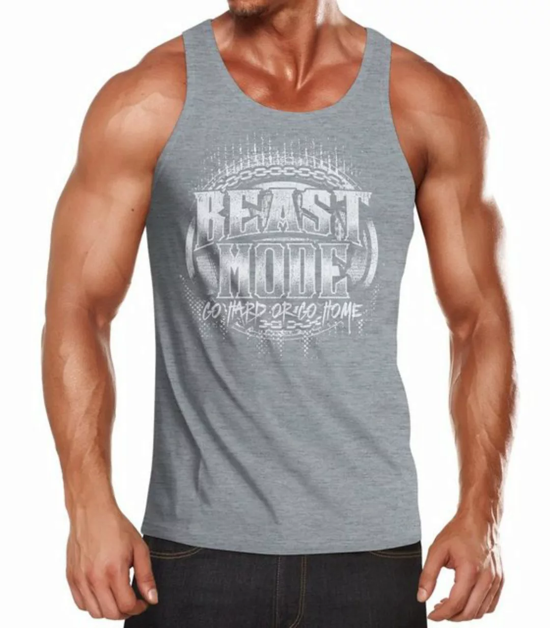 MoonWorks Tanktop Herren Tank-Top Beast Mode Moonworks® mit Print günstig online kaufen