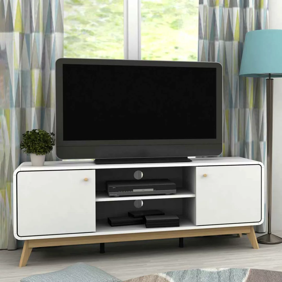 Fernsehunterschrank in Weiß Skandi Design günstig online kaufen
