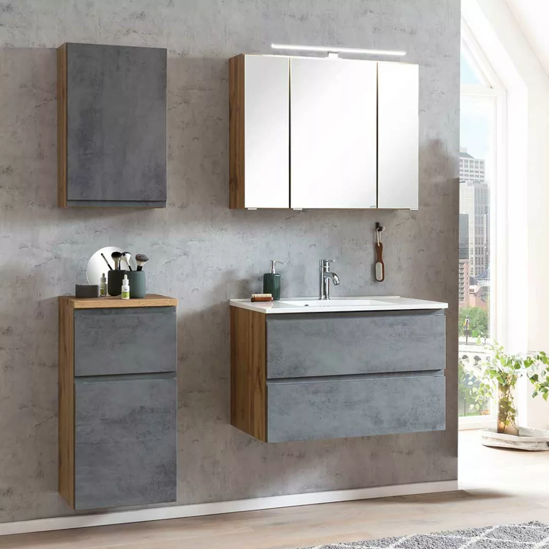 Badezimmermöbel mit Spiegelschrank und Waschbecken Made in Germany (viertei günstig online kaufen