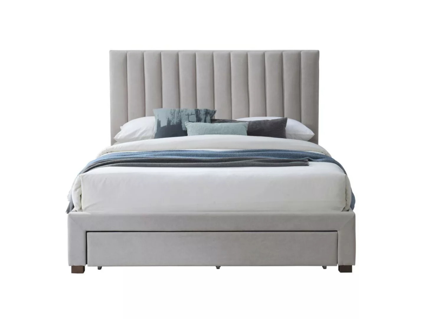 Bett mit 3 Schubladen - 160 x 200 cm - Stoff - Beige - LIAKO günstig online kaufen