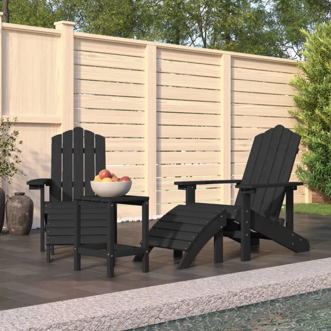 Vidaxl Adirondack-gartenstühle Mit Hocker & Tisch Hdpe Anthrazit günstig online kaufen