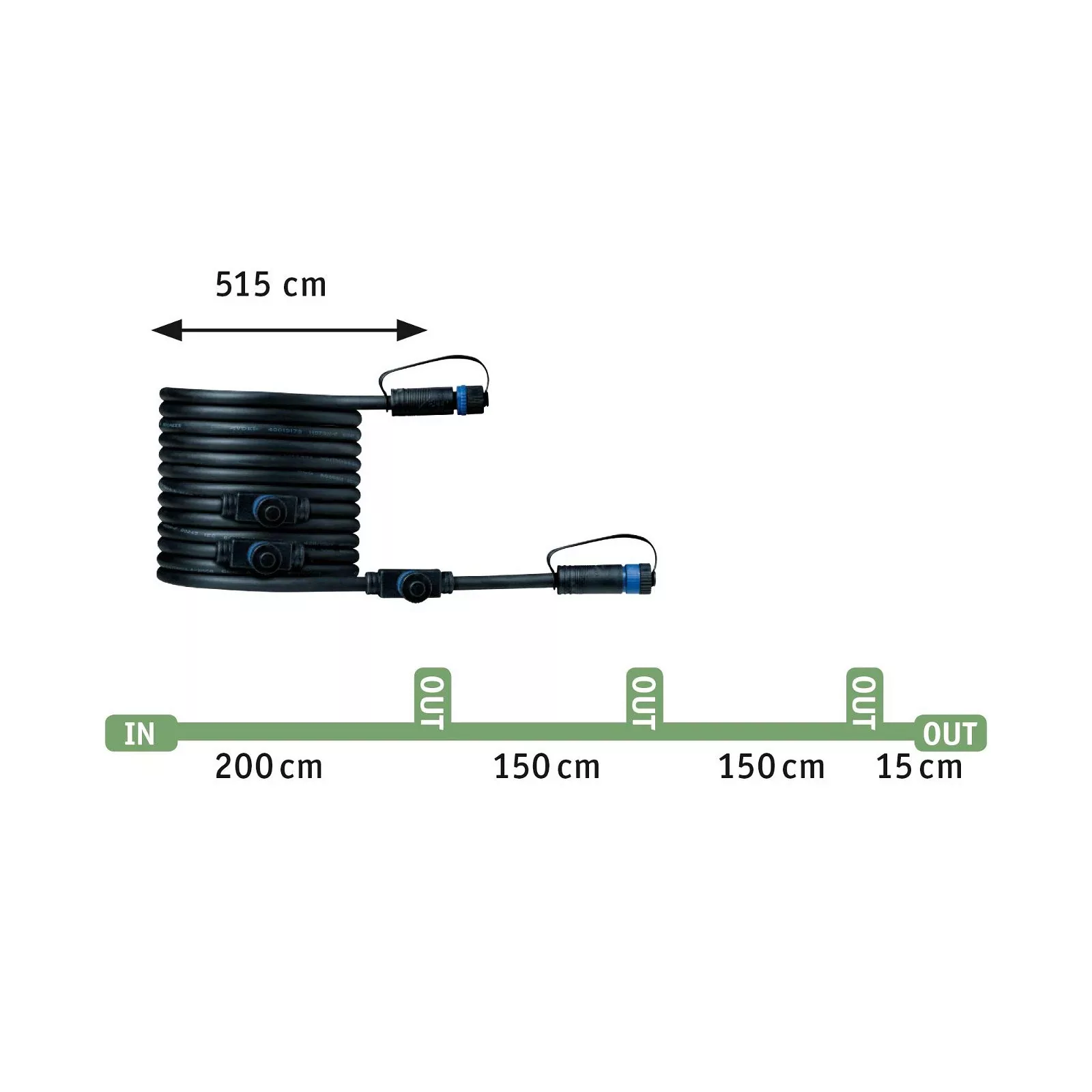 Paulmann LED Gartenstrahler "Plug & Shine Kabel 5m 4 Ausgänge IP68 Schwarz" günstig online kaufen