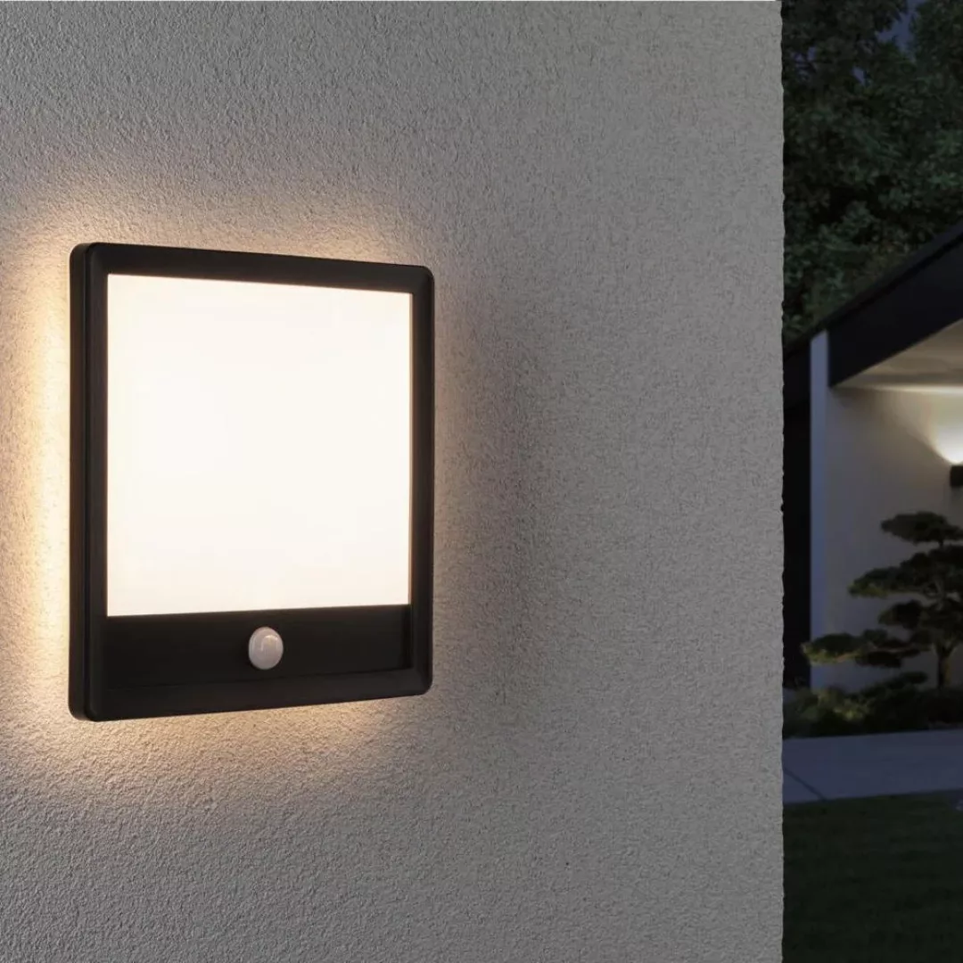 LED Wand- und Deckenleuchte Lamina in Schwarz 14,5W 950lm IP44 mit Bewegung günstig online kaufen