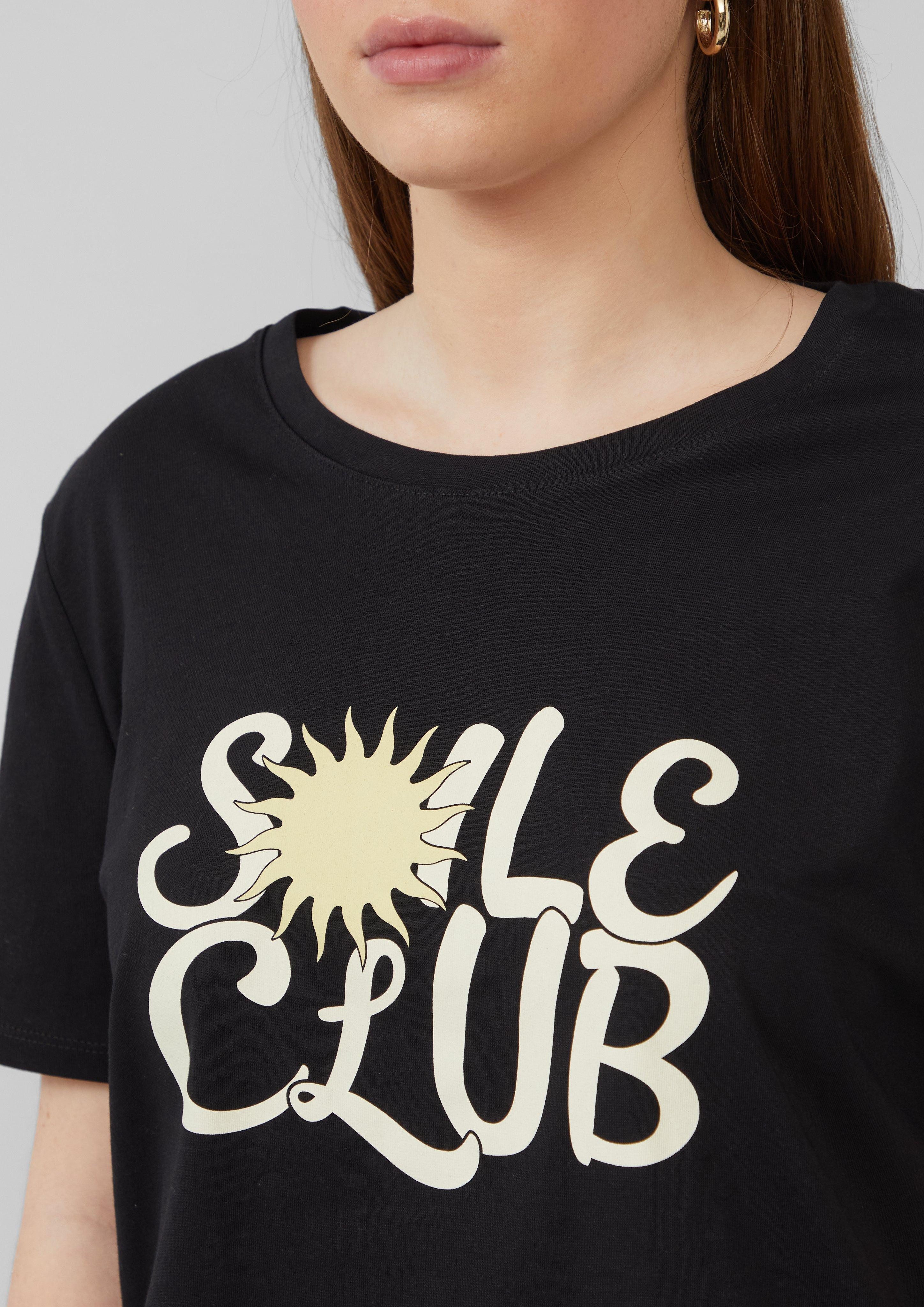 QS Kurzarmshirt Baumwollshirt mit Frontprint günstig online kaufen